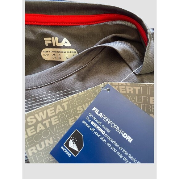 Fila Performance Dri Training Tee Shirt Gray with Red Men’s size XL NWT - Picture 4 of 5